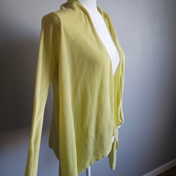 Green Cotton Cardigan Open Front Lightweight Knit Sweater Lagonlook - Picture 4 of 12